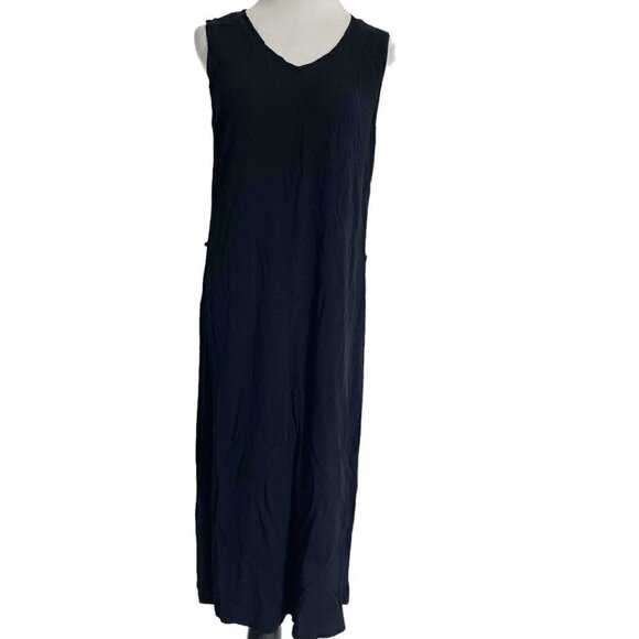 Cut Loose Medium Black Midi Dress Sleeveless Boho Lagenlook - Picture 1 of 5